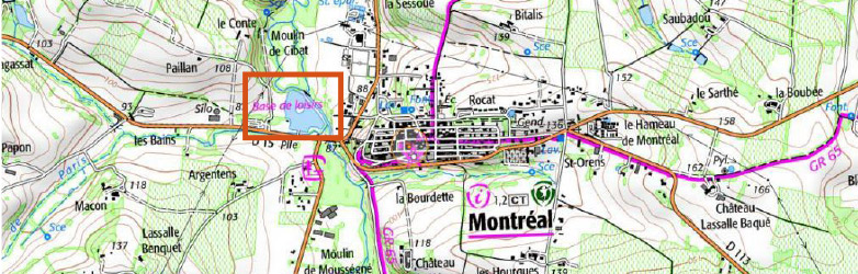 Localisation du projet étang de Montreal - Communauté de Commune de la Ténarèze